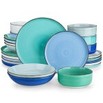 Vancasso bonita 24 pices assiettes service de table complet en cramique bordure de cils marron peinte ...