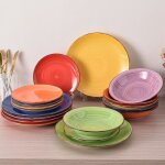 Vancasso multicolore vaisselle 18 pièces ensemble comprenant une assiettes plate à desserts et creuses ... Vancasso multicolore vaisselle 18 pièces ensemble comprenant une assiettes plate à desserts et creuses ...