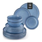 Service de table en cramique 16pcs bord haut et droit - mail cuit au four 4pcs assiettes plates / dessert ...