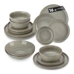 Vancasso srie anya 16pcs brun glaure cuite au four double face avec ensemble assiettes creuse et bol ...