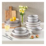 Vancasso vaiselle loire 32 pices assiettes service complet glaure au ssame brillant pour 8 personnes ...