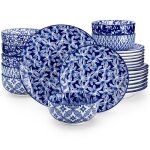 Vancasso vaisselle série selene 24 pcs en porcelaine bleue et blanche avec assiettes plates desserts ... Vancasso vaisselle série selene 24 pcs en porcelaine bleue et blanche avec assiettes plates desserts ...