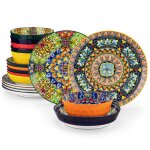 Vancasso vaisselle srie simi 18pcs service de table colore bohme avec assiettes plates assiettes  ...