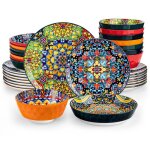Vancasso vaisselle srie simi 32pcs service de table colore bohme avec assiettes plates desserts creuses ...
