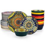 Vancasso vaisselle srie simi 36pcs service de table colore bohme avec assiettes plates desserts et ...