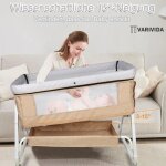 Varivida lit bebe 1 berceau 6 hauteurs pliable avec plan a langer2 en 1 (beige)