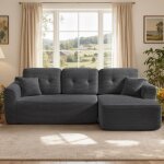 Vasagle canap� fixe d?angle canap� 3 places sans montage grande m�ridienne droite pour salon ou chambre ...