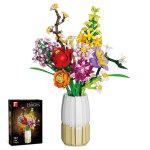 Vase 2 - en - 1 kit de construction de bouquet de fleurs artificielles pour adultes