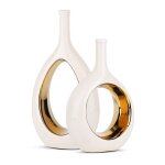Vase blanc et dor� en c�ramique vase blanc pour d�coration dint�rieur vase d�coratif moderne et minimaliste ...