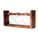 Vase � bulbe de jardini�re en verre kit de terrarium de plante dair de bureau avec support en bois massif ...