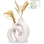 Vase cramique designlot de 2 - blanc pour pampa et fleurs sches - dcoration de table moderne pour ...