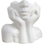 Vase en c�ramique pour visage vase � fleurs blanc pour d�coration vase � t�te de femmevase � fleurs d�coratif ...