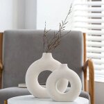 Vase décoratif en céramique - lot de 2 forme ronde dart modernedesign blanc pour salonchambre À couchermariage ... Vase décoratif en céramique - lot de 2 forme ronde dart modernedesign blanc pour salonchambre À couchermariage ...