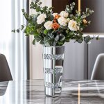 Vase dcoratif en verre - 7. 5x10x30cm vase clatant avec strass dcoration pour salon chambre