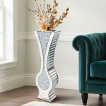 Vase d�coratif en verre - grand vase � poser au sol 21. 5x13x68. 5cm vase �clatant avec strass d�coration ...