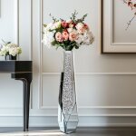 Vase d�coratif en verre - grand vase � poser au sol 85. 5 cm - vase moderne �clatant avec strass d�coration ...