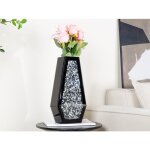 Vase design noir en verre cristal orn de diamants - dcoration moderne pour intrieur table ou entre ...