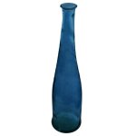 Vase long uly en verre recycl bleu orage h80cm - atmosphera createur dinterieur