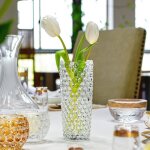 Vase - minimaliste - transparent - verre cristal - 19 cm - motif en pointill�s
