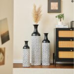 Vase noir et blanc du sol au plafond - 3 vases r�tro du sol au plafond vase d�coratif haut de branche ...
