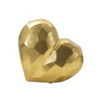 Vase en r�sine dor� en forme de coeur 19x9x18 cm