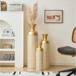 Vase de sol en or antique grand - 83 / 65 / 50cm de haut vase de sol en mtal set 3 vases de sol rtro ...