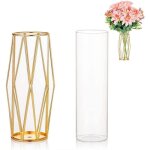 Vase en verre vase cylindrique support de vase en m�tal d�coration de vase vase en verre transparent ...
