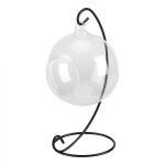 Vase en verre suspendu - xvx - grand terrarium - cadre m�tal - design contemporain - transparent