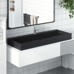 Vasque - 120x46 cm - fonte min�rale - noir mat - design intemporel