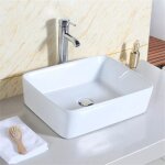 Vasque  poser en cramique forme carr lavabo en cramique salle de bain blanc 40x30x13cm