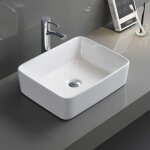Vasque à poser en céramique forme carré lavabo en céramique salle de bain blanche 40x30x13cm Vasque à poser en céramique forme carré lavabo en céramique salle de bain blanche 40x30x13cm