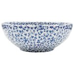 Vasque � poser en c�ramique - vidaxl - 41x14 cm - blanc et bleu - motifs vintage - facile � nettoyer