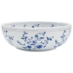 Vasque � poser en c�ramique - vidaxl - 41x14 cm - blanc et bleu - trou de vidange 45 cm