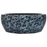 Vasque � poser en c�ramique - vidaxl - 41x14 cm - noir et bleu - motifs vintage - installation au - dessus ...