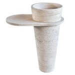 Vasque colonne en marbre avec tablette hlose beige impria  40 cm h 90 cm - c - ngoce