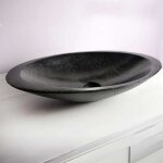 Vasque à poser ovale noire en terrazzo pour salle de bain moderne Vasque à poser ovale noire en terrazzo pour salle de bain moderne