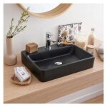 Vasque � poser rectangulaire en r�sine noire 50x37cm