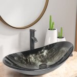 Vasque  poser avec robinetterie lavabo lave - mains vier pour salle de bain ovale 53 cm