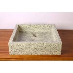 Vasque à poser timbre crème moucheté carrée en terrazzo pour salle de bain Vasque à poser timbre crème moucheté carrée en terrazzo pour salle de bain