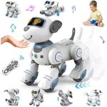 Chien robot interactif - vatos - modle intelligent - 17 fonctions - rechargeable usb - bleu