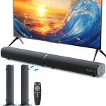 Veatool barre de son tv 60w home cinema 2. 1 canal soundbar 70cm avec bluetooth 5. 4 opt coax usb aux ...