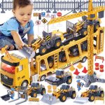 V�hicule chantier jouet enfant v�hicule de construction camion avec grue et bulldozer