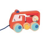 V�hicule � tirer - goki - camion de pompiers - bois - 12 mois - int�rieur
