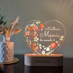 Veilleuse coeur meilleure mamie du monde personnalisable - lampe led coeur grand - mre - cadeau fte ...