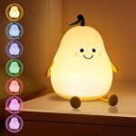 Veilleuse enfant forme de poire - lampe silicone rechargeable usb - lumière tactile 7 couleurs + minuterie ... Veilleuse enfant forme de poire - lampe silicone rechargeable usb - lumière tactile 7 couleurs + minuterie ...