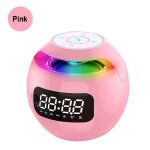 Veilleuse led numrique rveil tf / fm radio bluetooth haut - parleur table de chevet rose