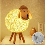 Veilleuse - mouton lampe de chevet en rotin - lumière blanche chaude - chambre bébé - cadeau Veilleuse - mouton lampe de chevet en rotin - lumière blanche chaude - chambre bébé - cadeau