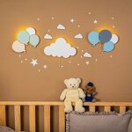 Veilleuse murale led ballons enfant en bois ? d�coration chambre b�b� ? cozy kids