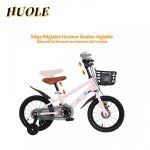 V�lo pour enfants de 14 pouces � double barre avec roues auxiliaires et panier pour les 3 � 5 ans rose. ...