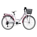 Vélo enfant 24 fille équipé de 6 vitesses via dérailleur shimano et équipement city complet Vélo enfant 24 fille équipé de 6 vitesses via dérailleur shimano et équipement city complet